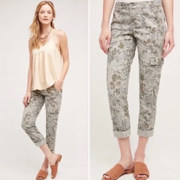 Anthropologie Pants - Anthropologie 4 Hei Hei Wanderer Cargos Floral Camo green cropped 0146